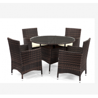 Patio Specific Usage Wicker Material Round Dining Table and Chairs Set for 4 People/HB21.9130