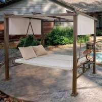 Outdoor furniture patio garden reclining two seat metal hanging porch gazebo swing bed chairs