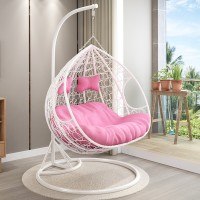 2020 Hot Selling Indoor Hanging Rattan Wicker Double Seat Garden Egg Swinging Chairs, Factory Delivery Patio Outdoor Swing Chair